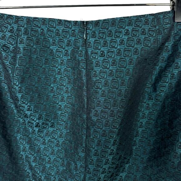 Doncaster Collection Teal & Black Textured Geometric Knee Length Pencil Skirt - Picture 4 of 7